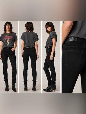 R13 Black Hose Leather Waist Coated Skinny‎ Jeans